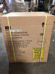 Husky Pro Duty Welded 20-Gauge Steel 2-Door Garage Base Cabinet in Black LINE-X (28 in. W x 33 in. H x 21.5 in. D)  Corner Customer Returns See Pictures