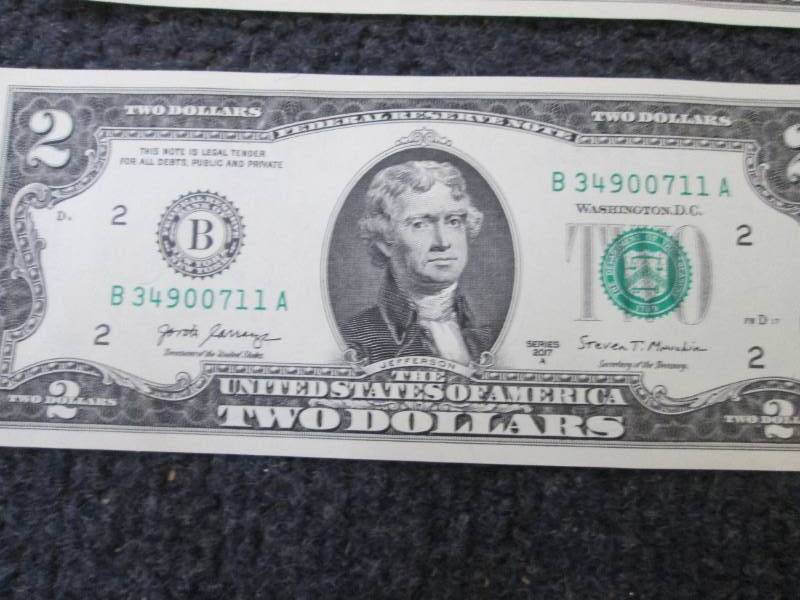 6- Sequential Uncirculated $2 Bills...