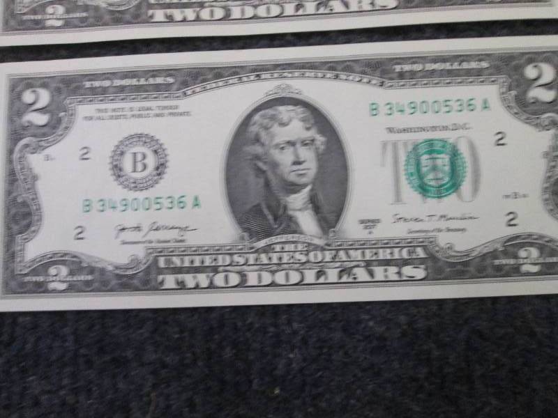 6 Uncirculated Sequential $2 Bills...