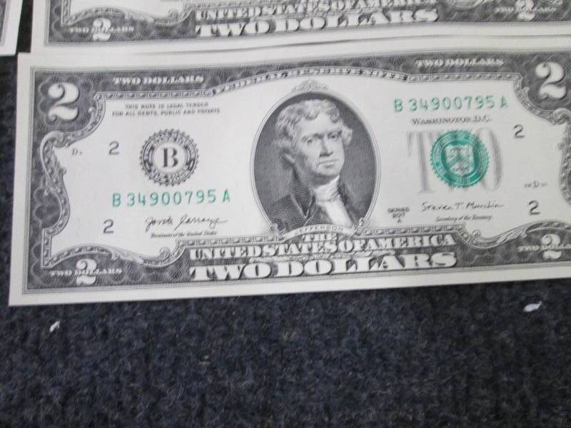 6- Sequential Uncirculated $2 Bills...