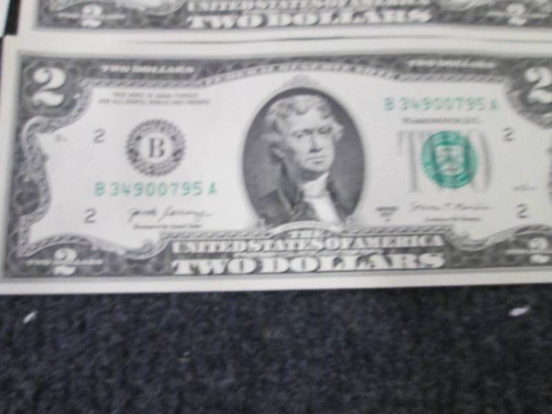6- Sequential Uncirculated $2 Bills...