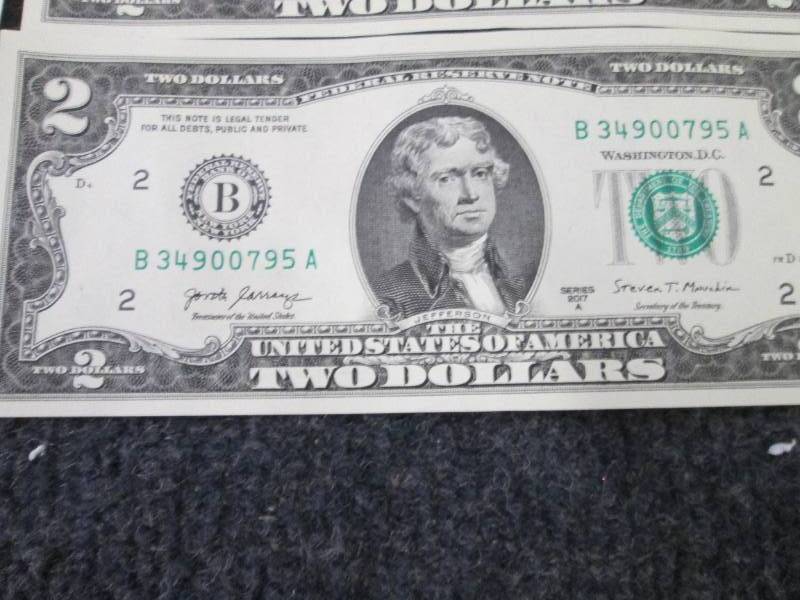 6- Sequential Uncirculated $2 Bills...
