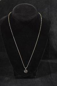 lot 30 image: Sterling Silver Chain with Clover Heart Pendant