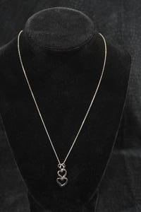 lot 31 image: Sterling Silver Stacked Heart Pendant with Chain