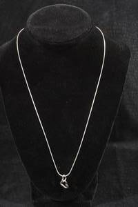 lot 36 image: Sterling Silver Double Heart Pendant with Serpentine Chain