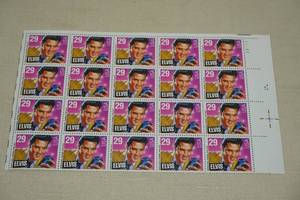 lot 98 image: Vintage Elvis Presley Postage Stamp Sheet