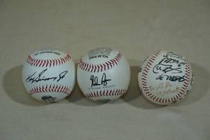 lot 129 image: 3 Collectors Baseballs -Signed St Paul Saints, Nolan Ryan, Ken Griffey Jr.