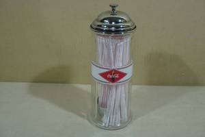 lot 168 image: Vintage Look Glass Coca-Cola Straw Holder