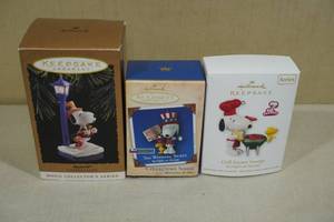 lot 217 image: 3 Vintage Hallmark Keepsake Christmas Ornaments -Peanuts Snoopy