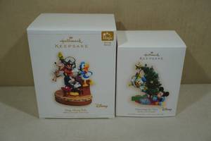 lot 219 image: 2 Vintage Hallmark Keepsake Christmas Ornaments - Disneys Mickey, Donald and Goofy