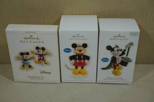 lot 232 image: 3 Vintage Hallmark Keepsake Christmas Ornaments -Disney Mickey Mouse