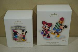 lot 236 image: 2 Vintage Hallmark Keepsake Christmas Ornaments -Disney Mickey and Minnie Mouse