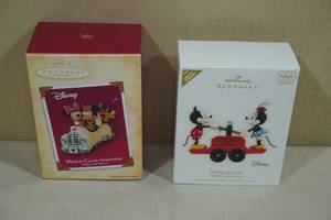 lot 237 image: 2 Vintage Hallmark Keepsake Christmas Ornaments -Disney Mickey and Minnie Mouse