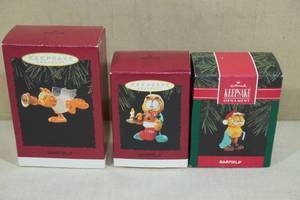 lot 239 image: 3 Vintage Hallmark Keepsake Christmas Ornaments -Garfield