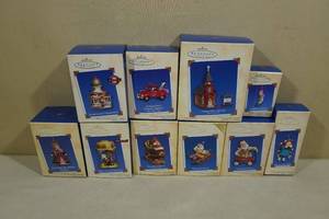 lot 243 image: 10 Vintage Hallmark Keepsake Christmas Ornaments -Lighted House Greetings, Kris and the Kringles