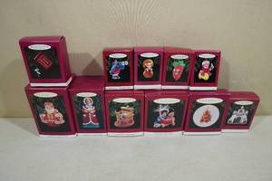 lot 247 image: 10 Vintage Hallmark Keepsake Christmas Ornaments -Feliz Navidad, Santa, Wish List, Vera the House