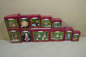 lot 251 image: 11 Vintage Hallmark Keepsake Christmas Ornaments -Let it Snow, Santa, Snowman Max, Music and Lights House