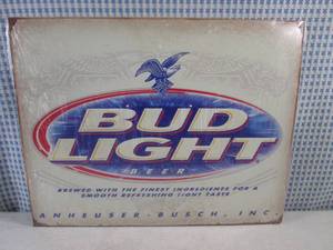 (FS) Bud Light Beer Tin Sign 16 x 12 12 New in Plastic Wrap