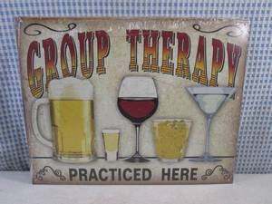 (FS) Group Therapy Practiced Here Tin Sign 16 x 12 12 New in Plastic Wrap