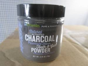 (BS) Case of 100 Peppermint InVitamin Natural Activated Charcoal Tooth &amp Gum Powder