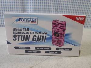 (CNTR) Monster Stun Gun Rechargeable LED Flashlight Model 36M in PinkBlack - New In Box