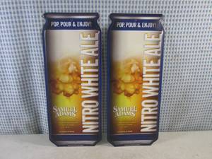 (FS) 2 Samuel Adams Nitro White Ale Beer Can Shaped Tin Bar Signs - New - 15 12 x 6 38