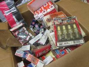 (EC1) Box Full of Assorted Vintage Spark Plugs