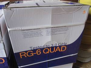 (UD1) 4 Boxed Rolls of RG-6 Quad BC 3.0GHz CMR Cable 18 AWG White 1,000 Ft per Box NOTE Some Boxes Felt Light So NO Garantees on Boxes Beng Full, Any or All
