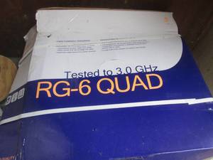 (UD1) 5 Boxed Rolls of RG-6 Quad BC 3.0GHz CMR Cable 18 AWG White 1,000 Ft per Box NOTE Some Boxes Felt Light So NO Garantees on Boxes Beng Full, Any or All
