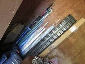 (UD1) Assortment of AV (AudioVideo) Tools and Accessories - Pipe Bender, Fish Stix, Pipe, Brackets, Cable Organizer, 3 Pair of Rack-A-Tiers Etc