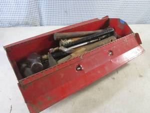 (EW4) Metal 19 Tool Box Full of Assorted Hammers Screwdrivers Etc