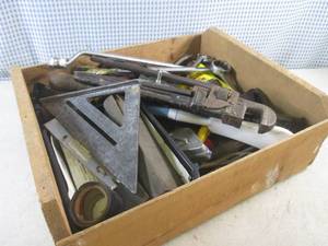 (EW7) Vintage Wood Box Full of Assorted Tools Etc