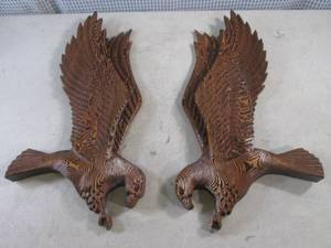 (FS) Solid Wood Carved Eagles Wall Decor Purchased From Artist In Montana 20 12 x 10 12 Each