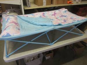 (D-3) Kid Size Portable Cot with Built In Sleeping Bag and Pillow