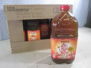 (B-1) Case 8 Bottles Peach Sweet Leaf Iced Tea 64oz Past Date