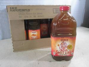 (B-1) Case 8 Bottles Peach Sweet Leaf Iced Tea 64oz Past Date
