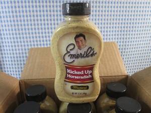 (B-1) 12 Bottles Emerils Kicked Up Horseradish Mustard 12oz Bottles Past Date