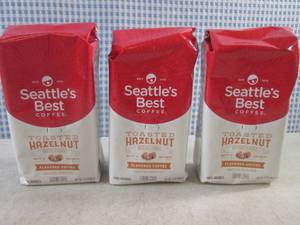 (B-1) 3 Bags Toasted Hazelnut Ground Coffee 12oz Bags Best by Sept 2023
