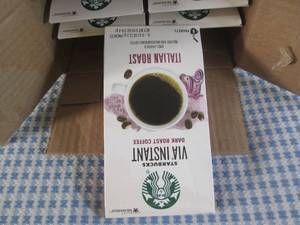 (B-1) Case of 12 Starbucks Italian Roast Via Instant Dark Roast Coffee 8-Packets Each Best by Sept 2023