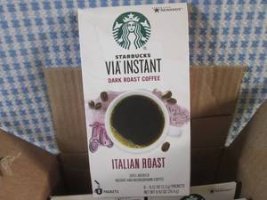(B-1) Case of 12 Starbucks Italian Roast Via Instant Dark Roast Coffee 8-Packets Each Best by Sept 2023