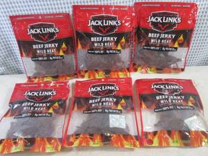 (B-3) 6 Bags Jack Links Wild Heat Beef Jerky 3.25oz Past Date