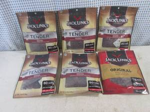 (B-1) 6 Bags Jack Links 5 Original Extra Tender Steak Strips and 1 Original Beef Jerky Past Date