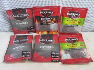 (B-1) 6 Assorted Bags Jack Links Beef Jerky Past Date