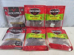 (B-3) 6 Assorted Bags Jack Links Beef Jerky Past Date