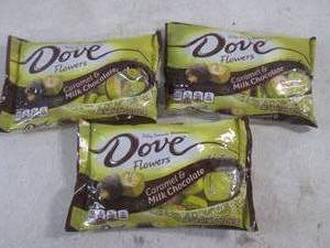 (B-1) 3 Bags Dove Flowers Caramel &amp Milk Chocolate Candy 7.94oz Best by Nov 2023