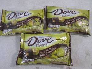 (B-1) 3 Bags Dove Flowers Caramel &amp Milk Chocolate Candy 7.94oz Best by Nov 2023