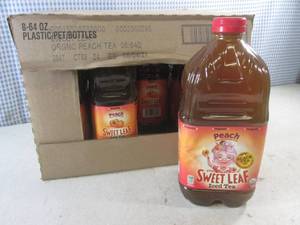(C-3) Case 8 Bottles Peach Sweet Leaf Iced Tea 64oz Past Date