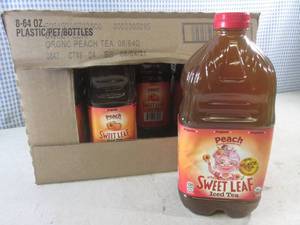 (C-3) Case 8 Bottles Peach Sweet Leaf Iced Tea 64oz Past Date