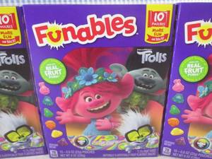 (C-1) 4 Boxes Funables Trolls Snacks 10 Pouches per Box Past Date
