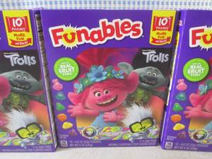 (C-1) 4 Boxes Funables Trolls Snacks 10 Pouches per Box Past Date
